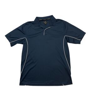 Gray Player Golf Shirt Mens M Medium Navy Blue Moisture Wicking Athletic Polo